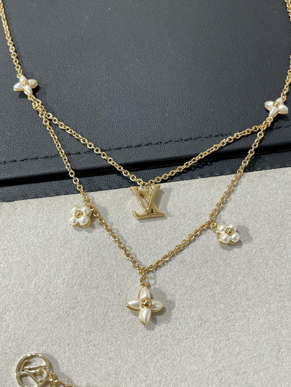[Echo ]FLOWERGRAM GOLD MOP DOUBLE ROW NECKLACE