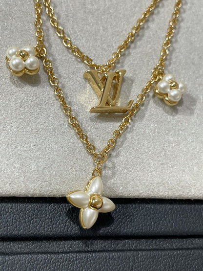 [Echo ]FLOWERGRAM GOLD MOP DOUBLE ROW NECKLACE