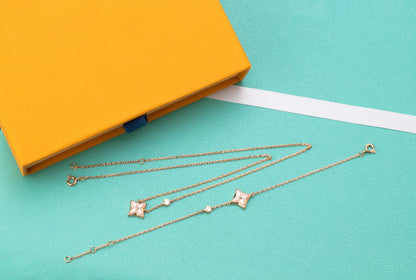 [Echo ]STAR PINK MOP 1 DIAMOND PINK GOLD NECKLACE