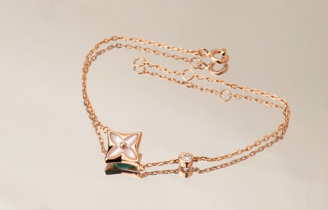 [Echo ]STAR PINK MOP 1 DIAMOND PINK GOLD NECKLACE