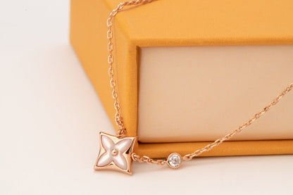 [Echo ]STAR PINK MOP 1 DIAMOND PINK GOLD NECKLACE