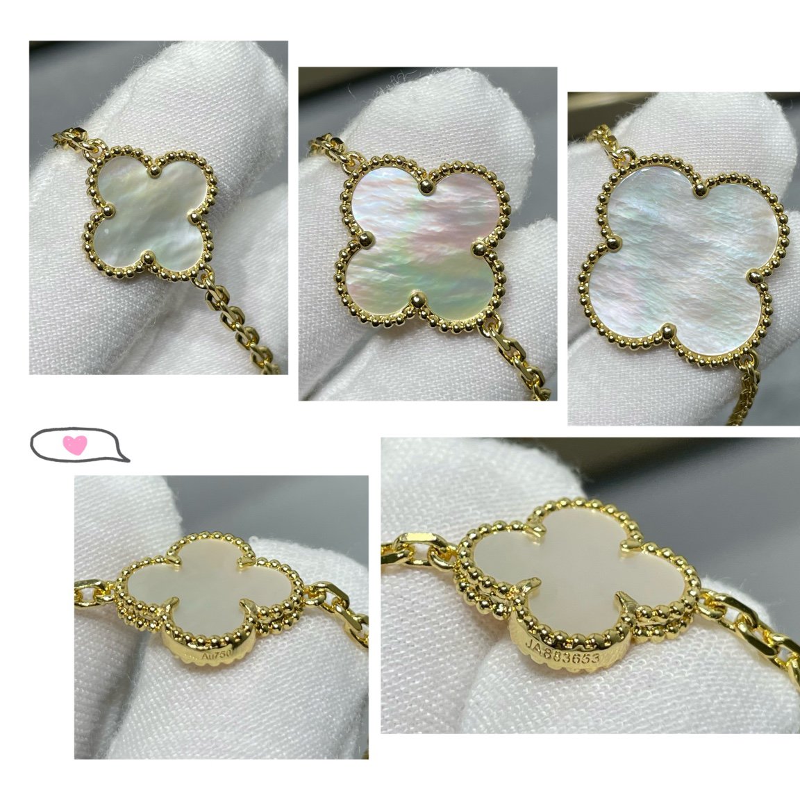 [Echo ]CLOVER 16 MOTIF WHITE MOP GOLD NECKLACE