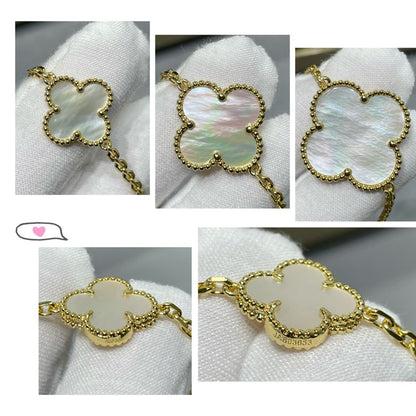 [Echo ]CLOVER 16 MOTIF WHITE MOP GOLD NECKLACE