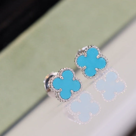 [Echo ]CLOVER MINI TURQUOISE SILVER STUD EARRINGS