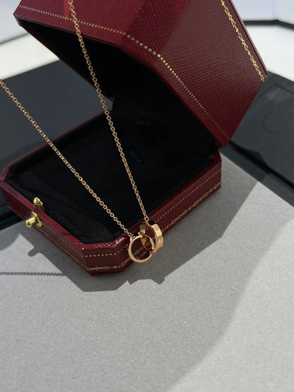 [Echo ]LOVE HALSKETTE DOPPELRING ROSA GOLD 
