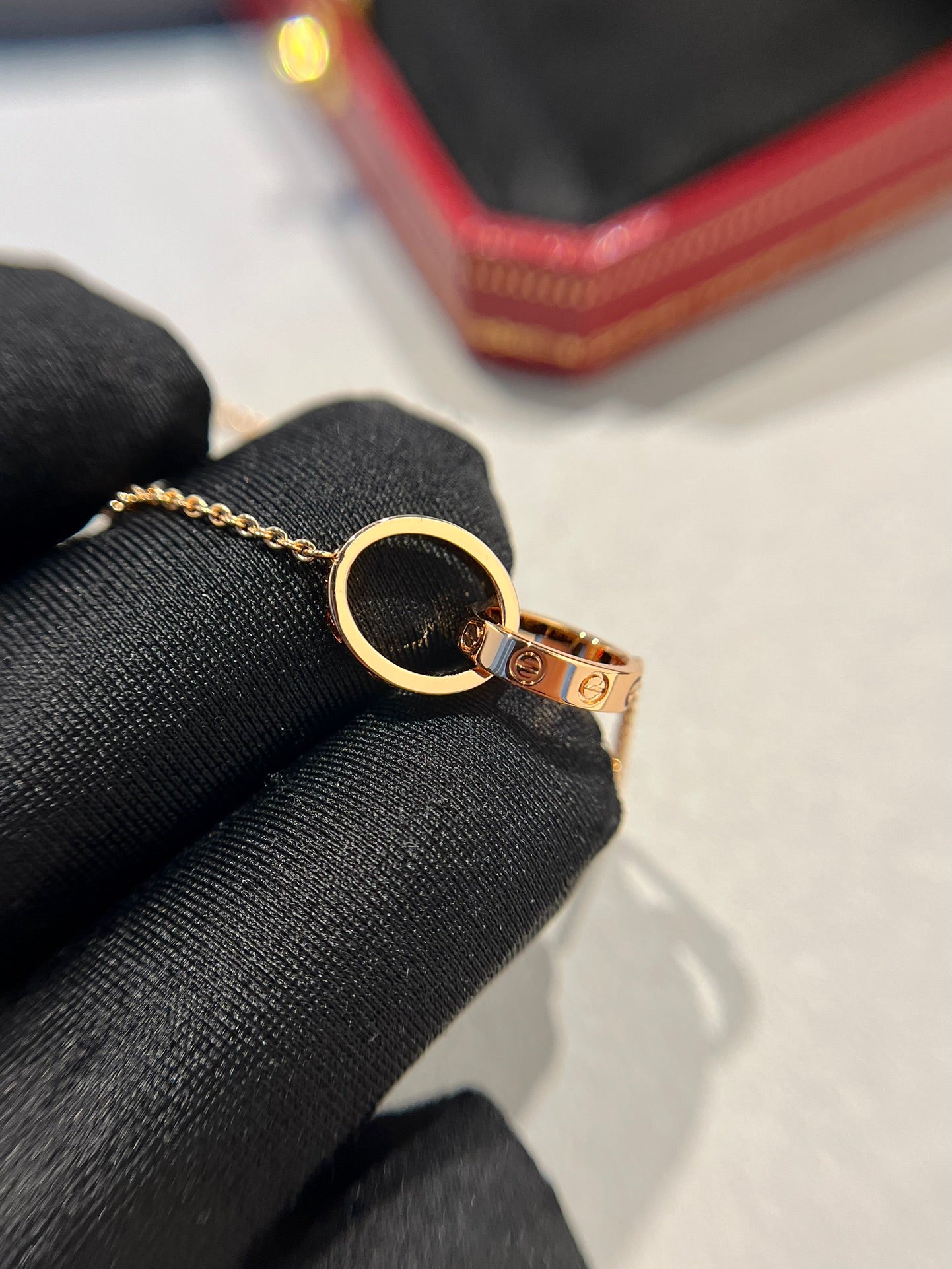 [Echo ]LOVE HALSKETTE DOPPELRING ROSA GOLD 