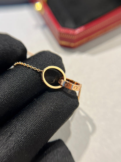 [Echo ]LOVE HALSKETTE DOPPELRING ROSA GOLD 