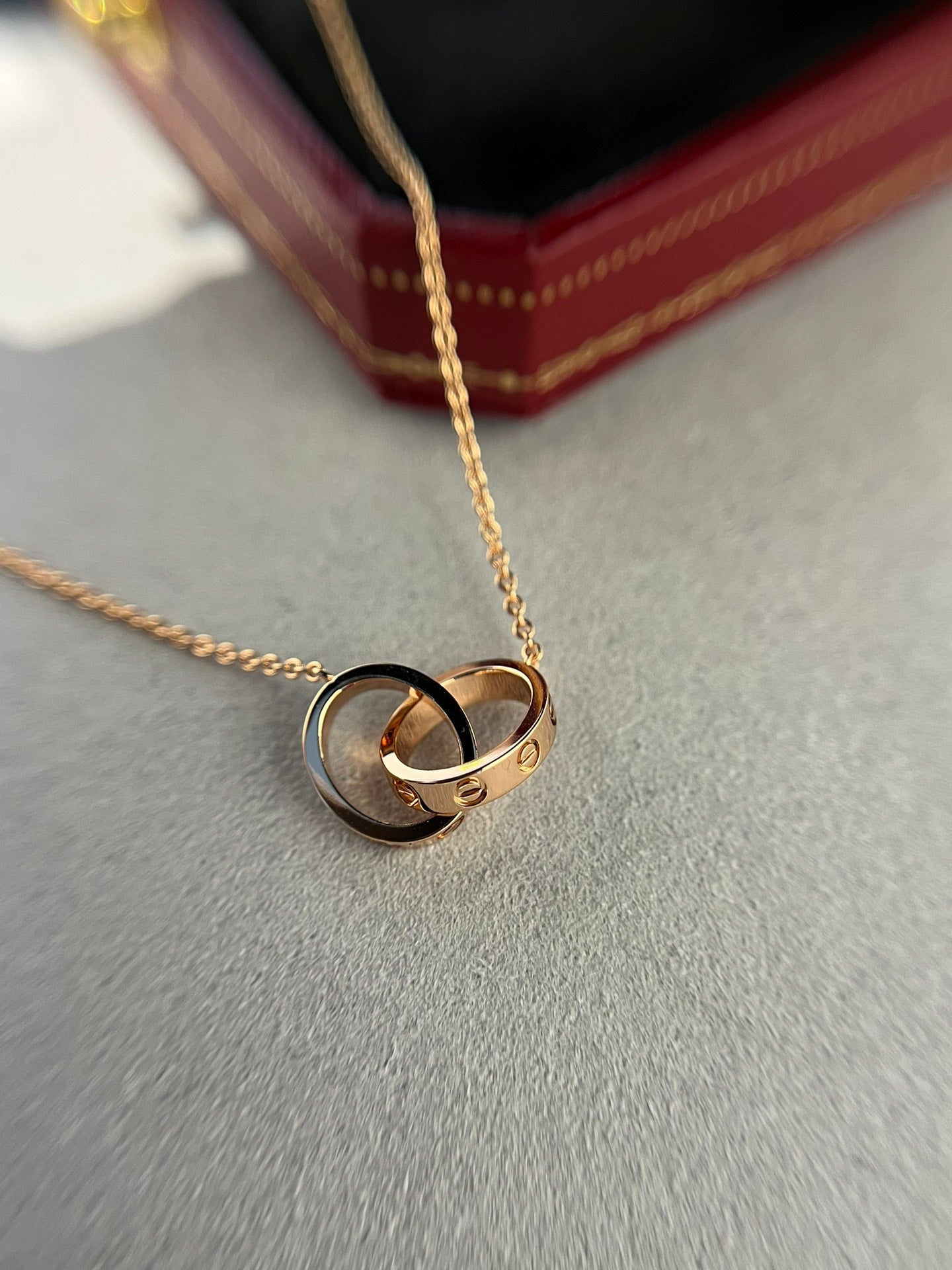 [Echo ]LOVE HALSKETTE DOPPELRING ROSA GOLD 