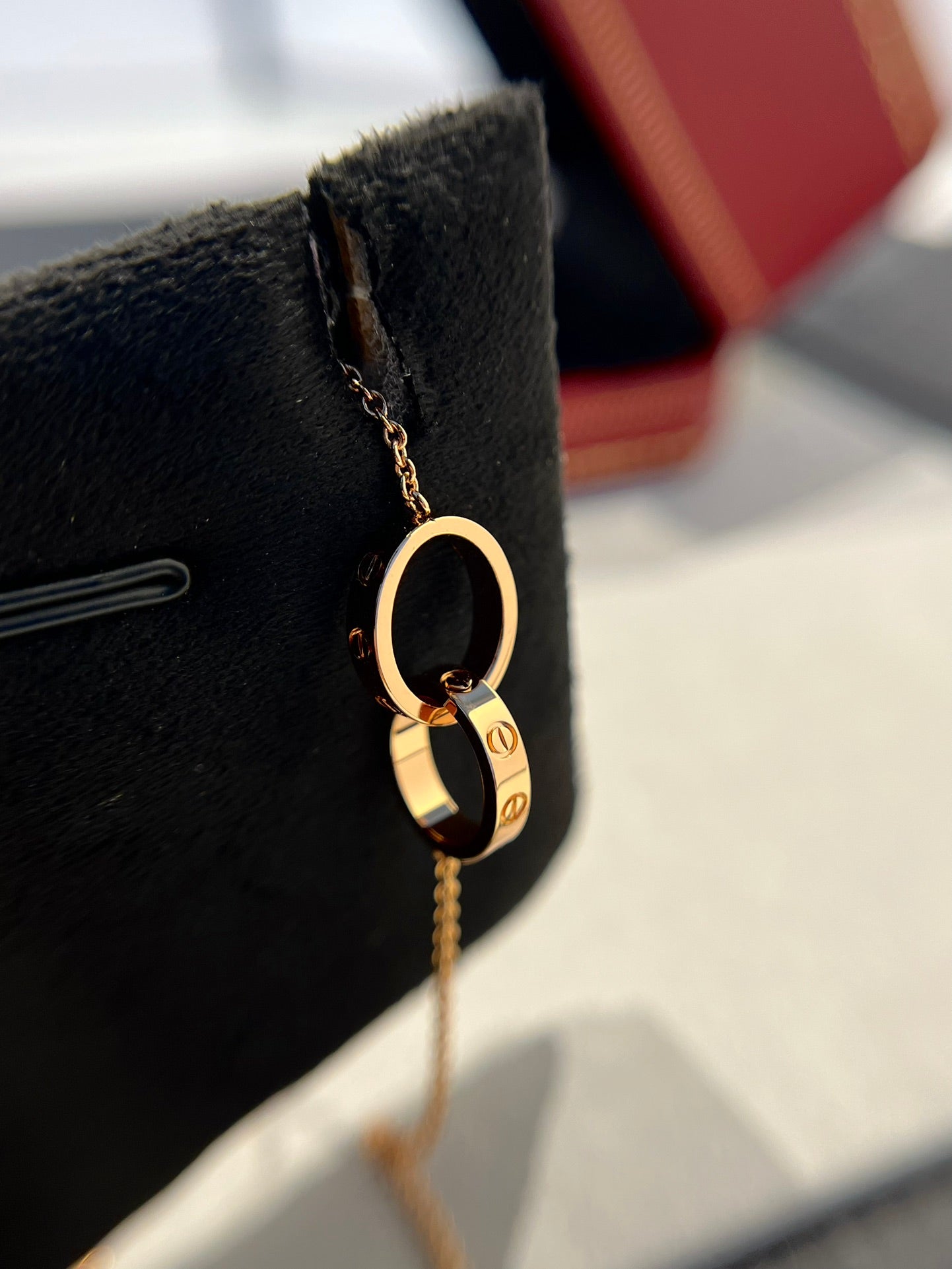 [Echo ]LOVE HALSKETTE DOPPELRING ROSA GOLD 