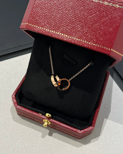 [Echo ]LOVE HALSKETTE DOPPELRING ROSA GOLD 