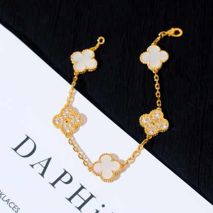 [Echo]CLOVER BRACELET 5 MOTIF WHITE MOP DIAMOND