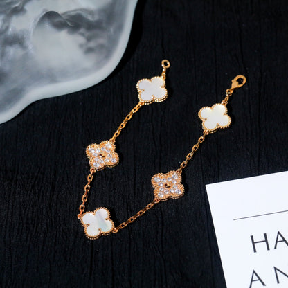 [Echo]CLOVER BRACELET 5 MOTIF WHITE MOP DIAMOND