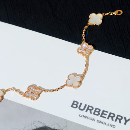 [Echo]CLOVER BRACELET 5 MOTIF WHITE MOP DIAMOND