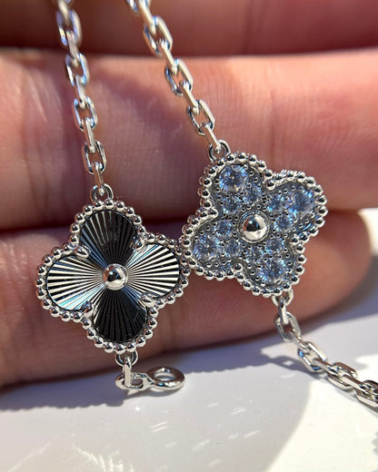 [Echo]CLOVER 5 MOTIF SILVER DIAMOND BRACELET