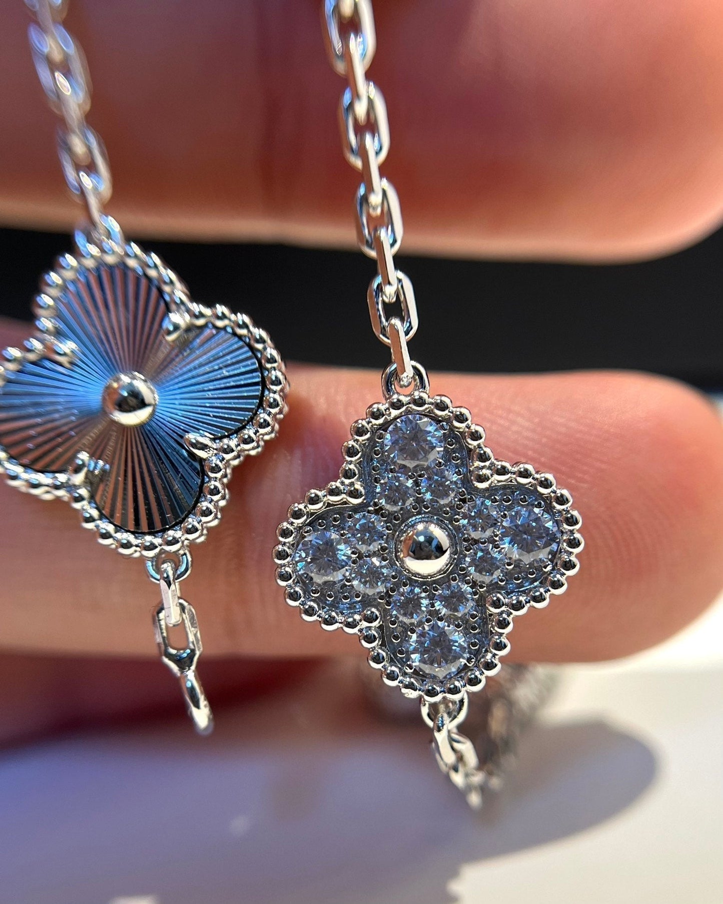 [Echo]CLOVER 5 MOTIF SILVER DIAMOND BRACELET