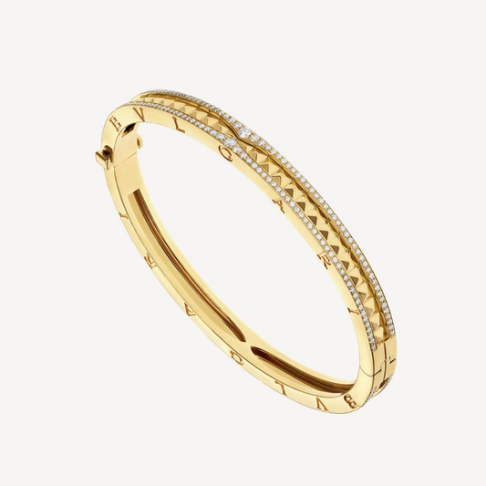 [Echo ]ZERO 1 SPIRAL AND PAVED DIAMOND GOLD BRACELET