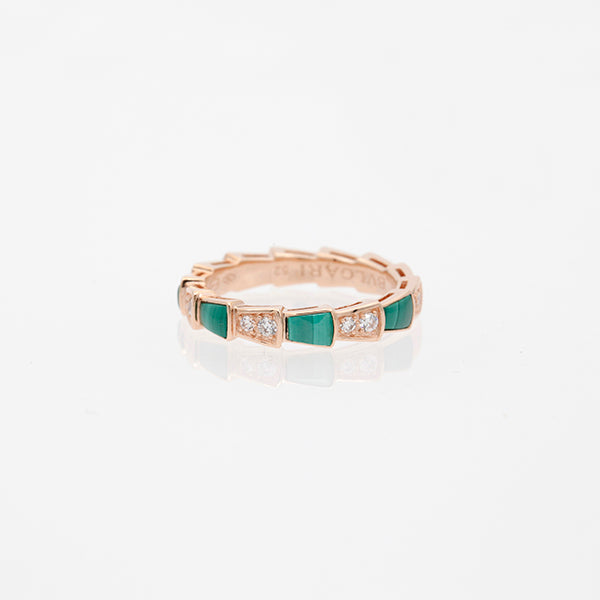 [Echo ]SERPENTI RING PINK GOLD MALACHITE DIAMOND 3MM