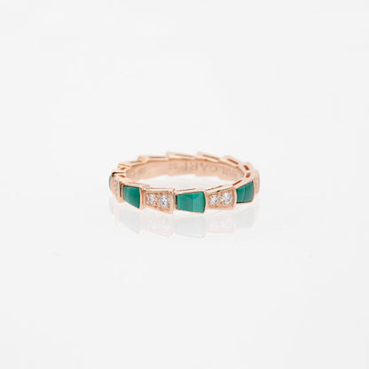 [Echo ]SERPENTI RING PINK GOLD MALACHITE DIAMOND 3MM