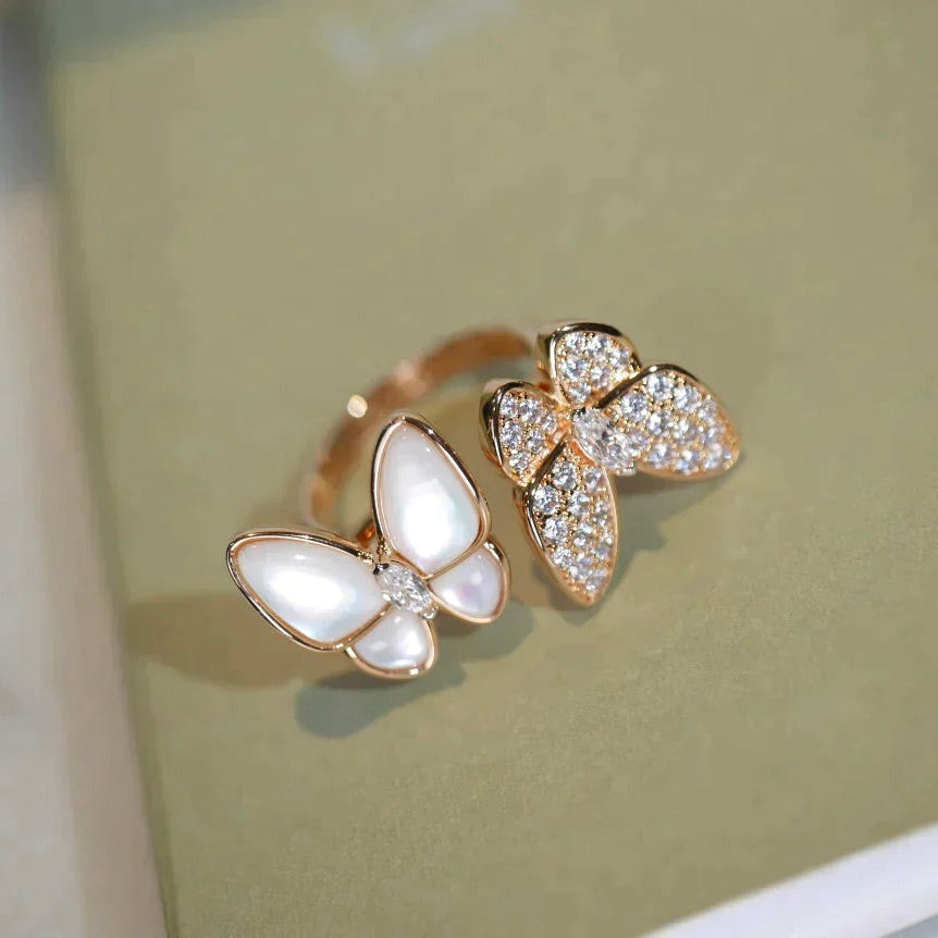 [Echo ]TWIN BUTTERFLY DIAMOND MOP RING