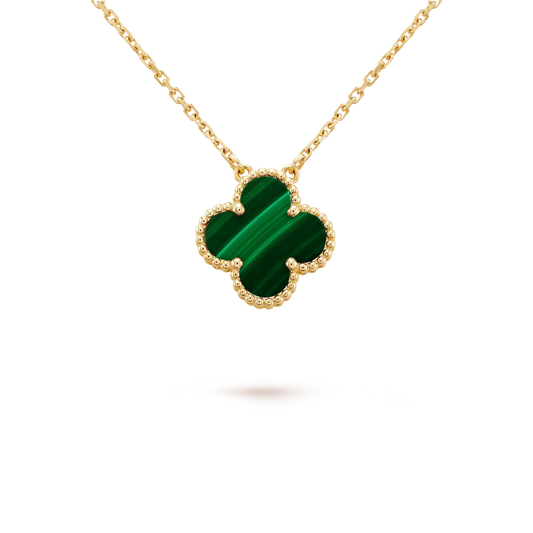 [Echo ]CLOVER 15MM MALACHITE SINGLE FLOWER  NECKLACE