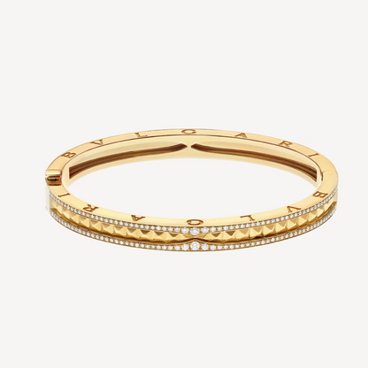 [Echo ]ZERO 1 SPIRAL AND PAVED DIAMOND GOLD BRACELET