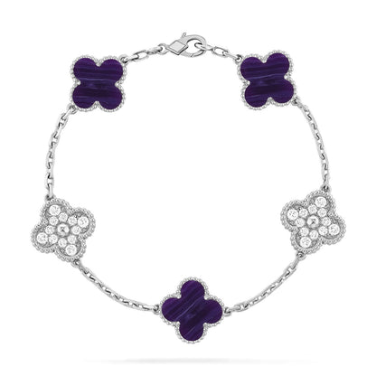 [ECHO ]CLOVER 5 MOTIF PURPLE STRIPES BRACELET COLLECTION