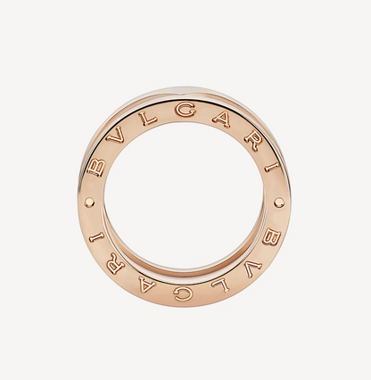 [Echo ]ZERO 1 TWO-BAND LOOPS AND WHITE CERAMIC SPIRAL PINK GOLD RING