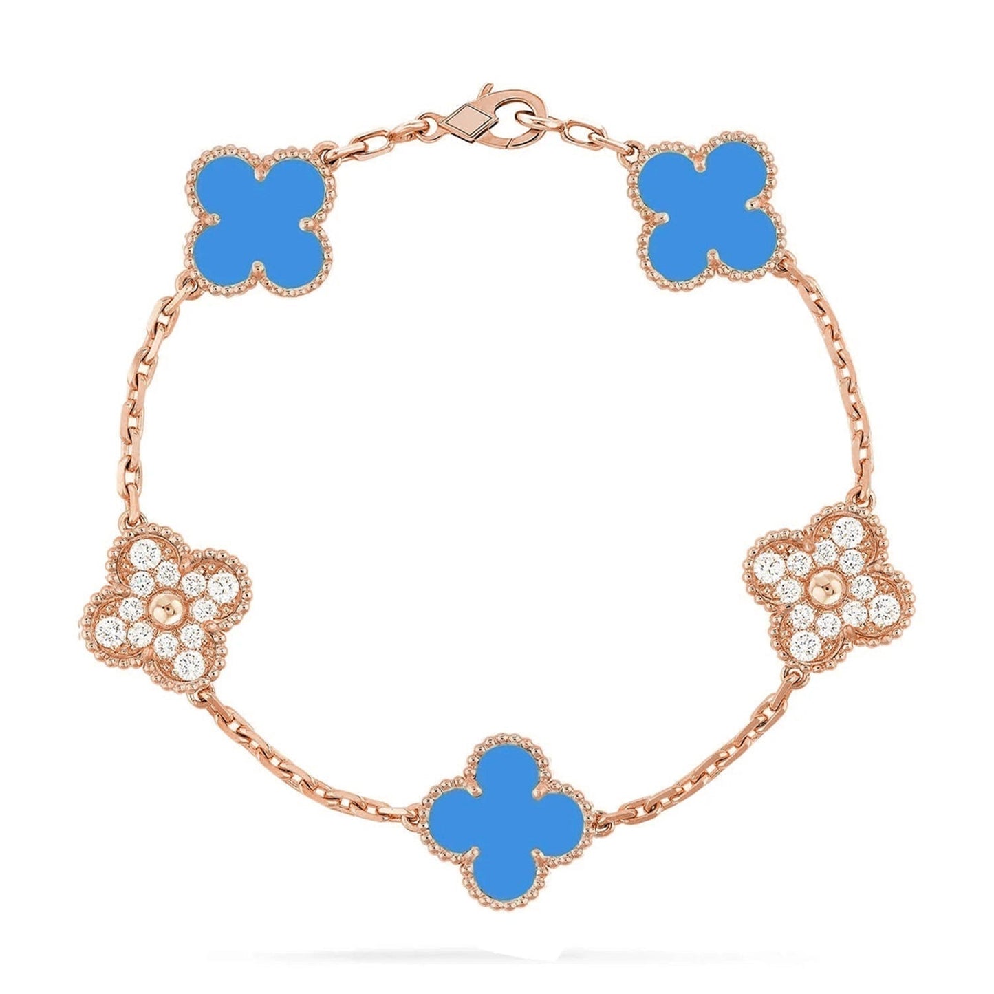 [ECHO ] CLOVER 5 MOTIF BLUE AGATE BRACELET COLLECTION