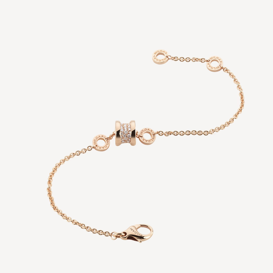 [Echo ]ZERO 1 SOFT PINK GOLD WITH PAVED DIAMONDS ON THE SPIRAL BRACELET