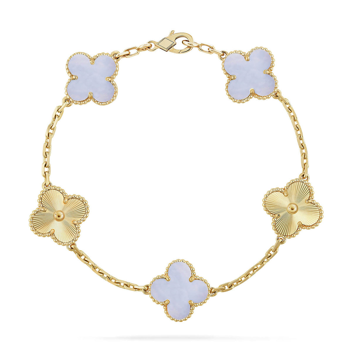 [ECHO ] CLOVER 5 MOTIF PURPLE CHALCEDONY BRACELET COLLECTION