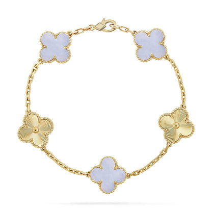 [ECHO ] CLOVER 5 MOTIF PURPLE CHALCEDONY BRACELET COLLECTION