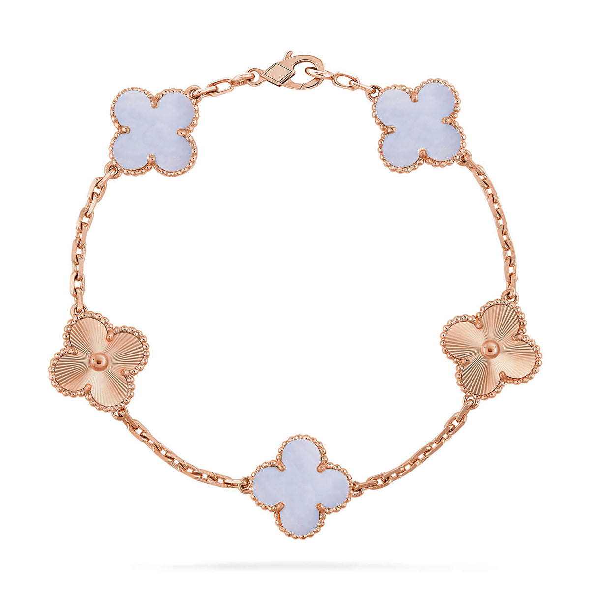 [ECHO ] CLOVER 5 MOTIF PURPLE CHALCEDONY BRACELET COLLECTION