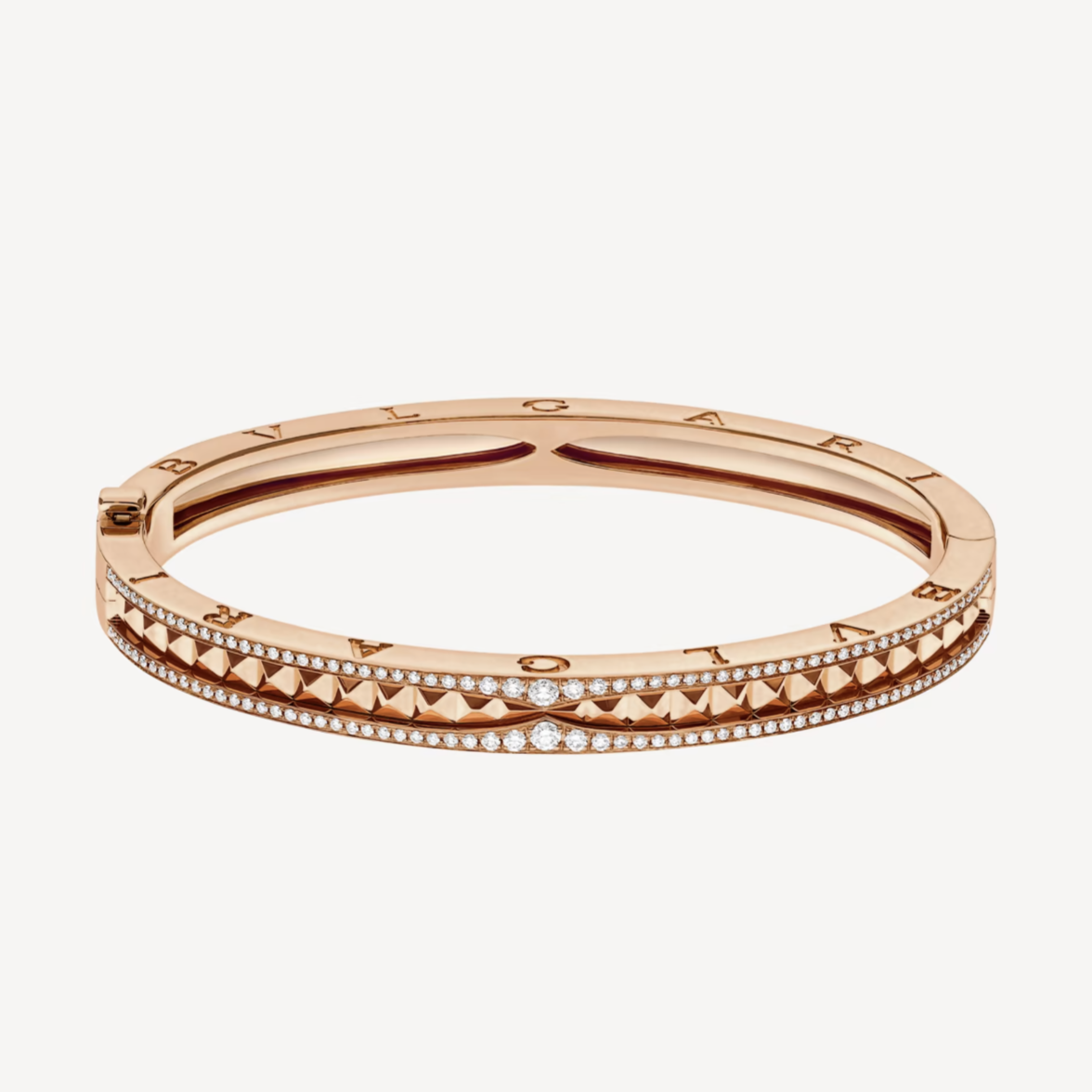 [Echo ]ZERO 1 SPIRAL AND PAVED DIAMOND PINK GOLD BRACELET
