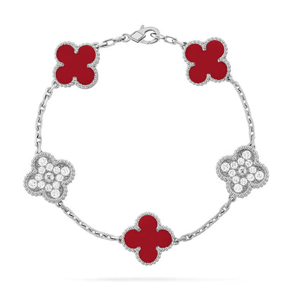 [ECHO ] CLOVER 5 MOTIF RED CORNELIAN BRACELET COLLECTION