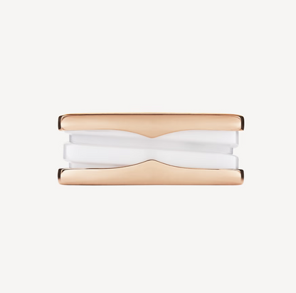 [Echo ]ZERO 1 TWO-BAND LOOPS AND WHITE CERAMIC SPIRAL PINK GOLD RING