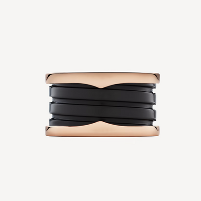 [Echo ]ZERO 1 FOUR-BAND LOOPS AND BLACK CERAMIC SPIRAL PINK GOLD RING