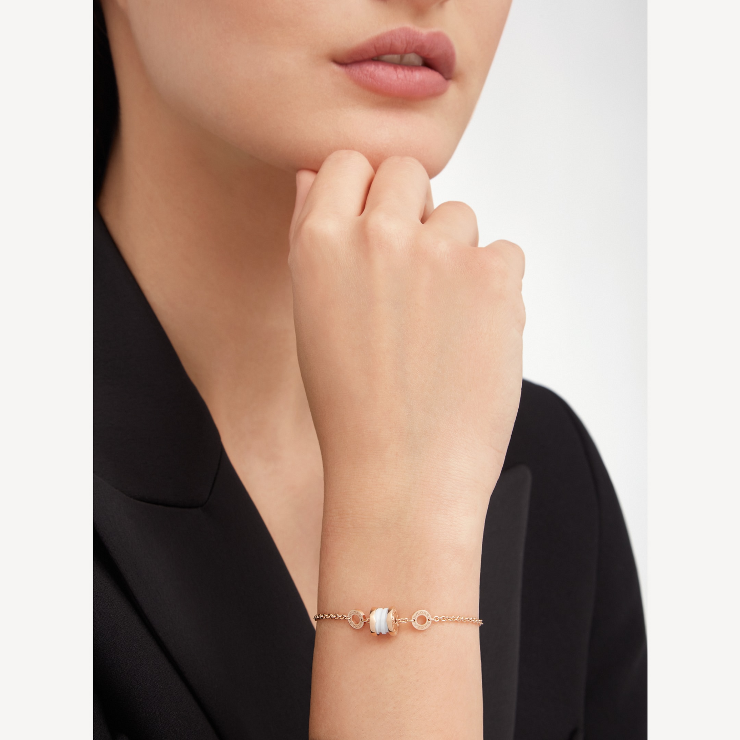 [Echo ]ZERO 1 SOFT PINK GOLD AND WHITE CERAMIC BRACELET