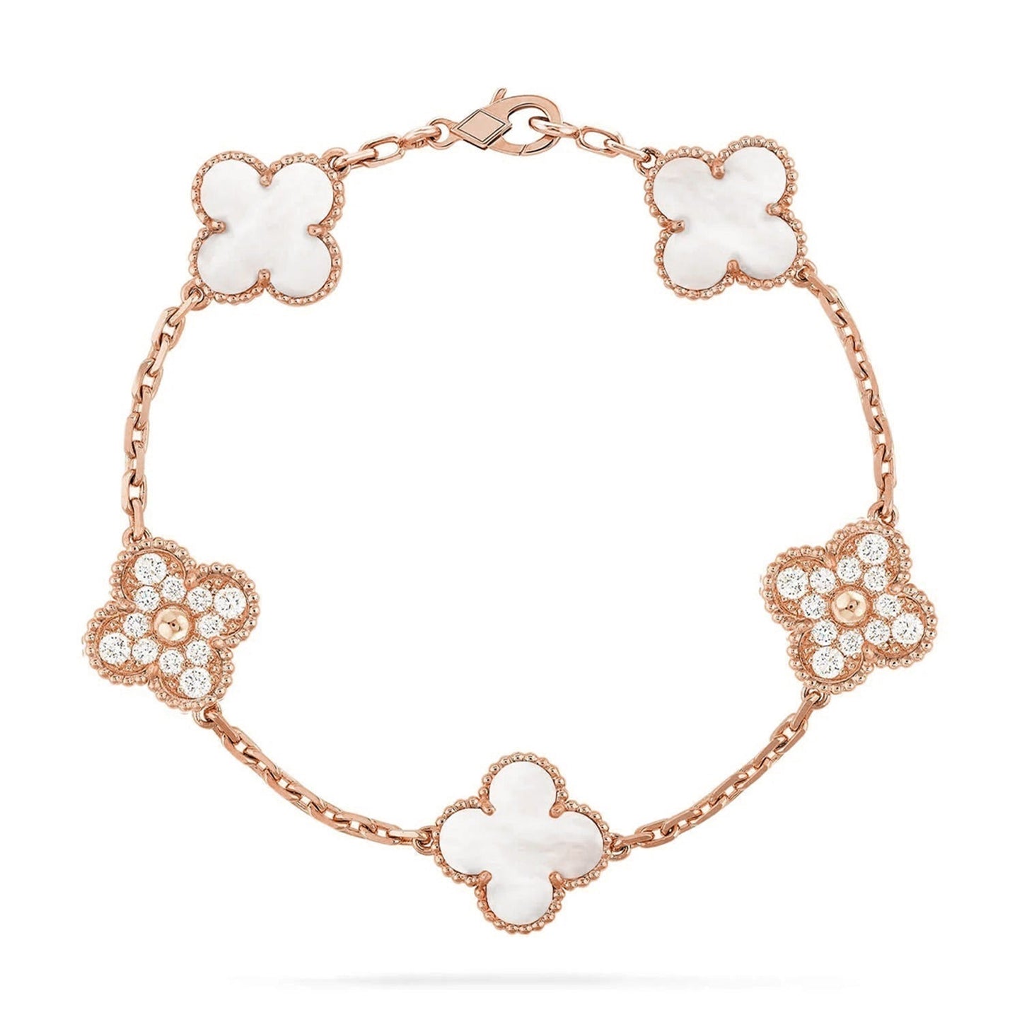 [ECHO ]CLOVER WHITE PEARL MOP 5 MOTIF BRACELET COLLECTION