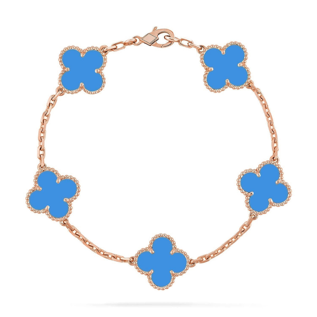 [ECHO ] CLOVER 5 MOTIF BLUE AGATE BRACELET COLLECTION
