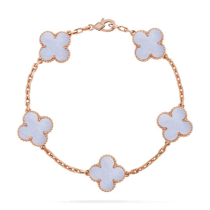 [ECHO ] CLOVER 5 MOTIF PURPLE CHALCEDONY BRACELET COLLECTION