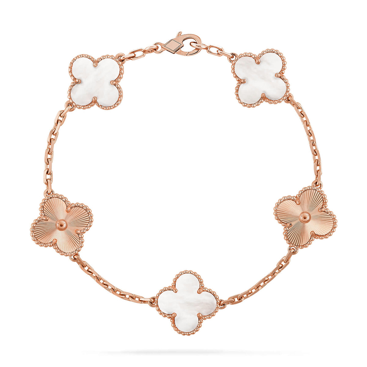 [ECHO ]CLOVER WHITE PEARL MOP 5 MOTIF BRACELET COLLECTION