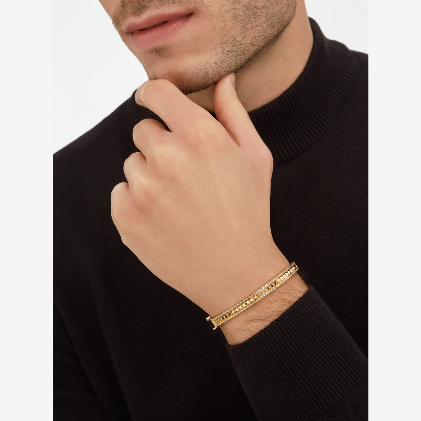 [Echo ]ZERO 1 SPIRAL AND PAVED DIAMOND GOLD BRACELET