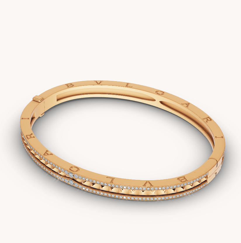 [Echo ]ZERO 1 SPIRAL AND PAVED DIAMOND GOLD BRACELET