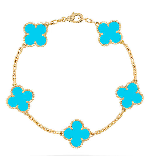 [Echo]CLOVER 5 MOTIFS TURQUOISE BRACELET