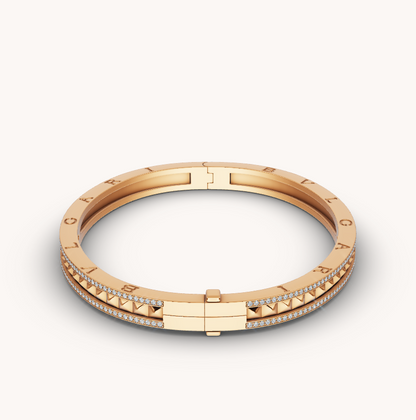 [Echo ]ZERO 1 SPIRAL AND PAVED DIAMOND GOLD BRACELET