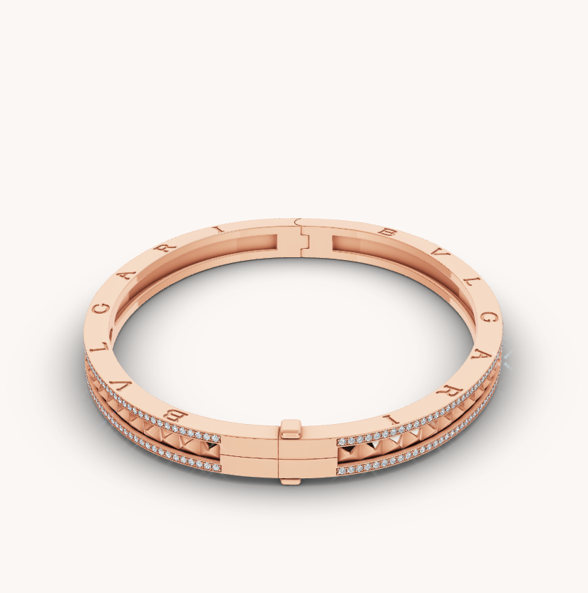 [Echo ]ZERO 1 SPIRAL AND PAVED DIAMOND PINK GOLD BRACELET