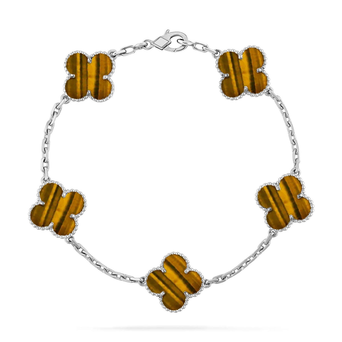 [ECHO ] CLOVER 5 MOTIFS TIGER EYE BRACELET COLLECTION