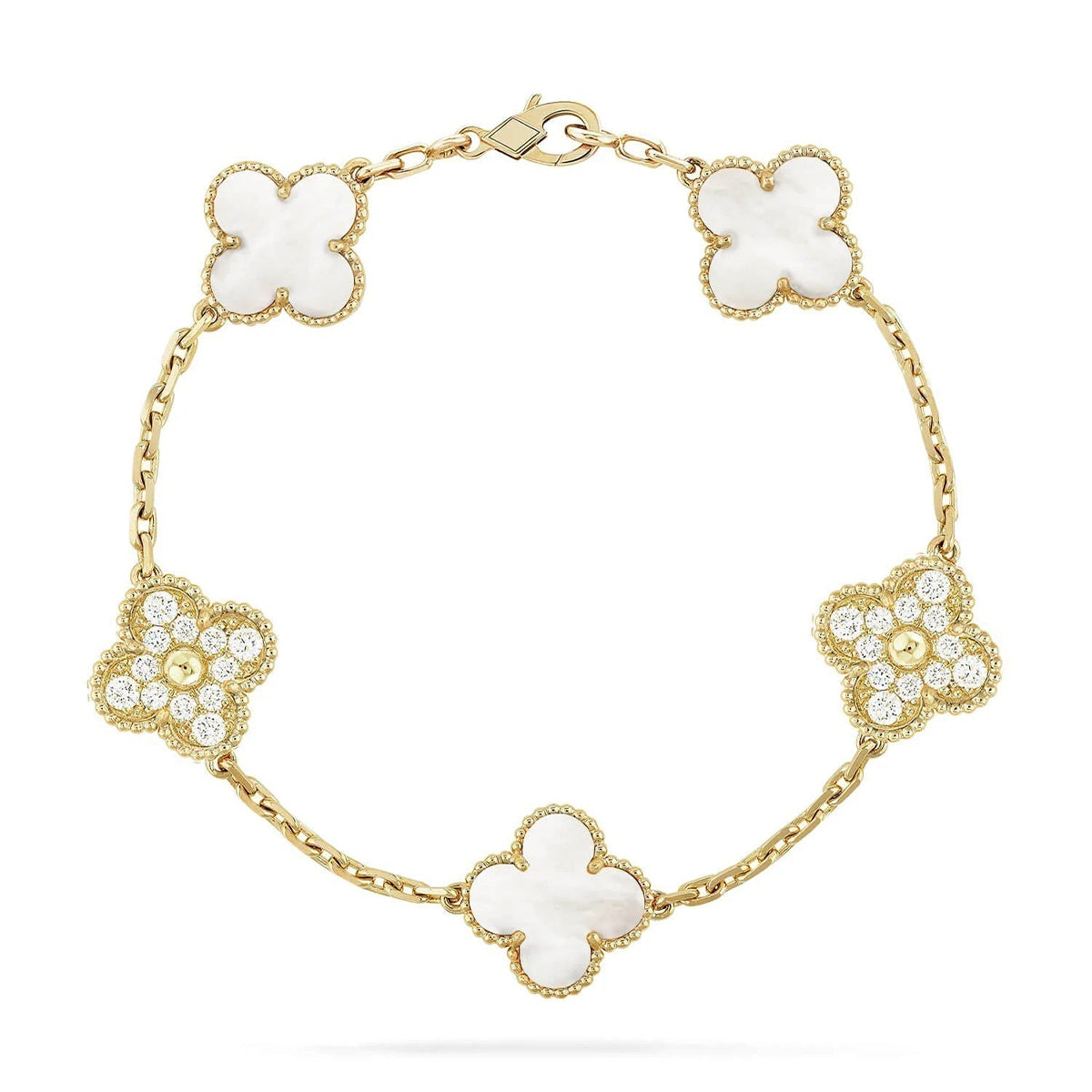 [ECHO ]CLOVER WHITE PEARL MOP 5 MOTIF BRACELET COLLECTION