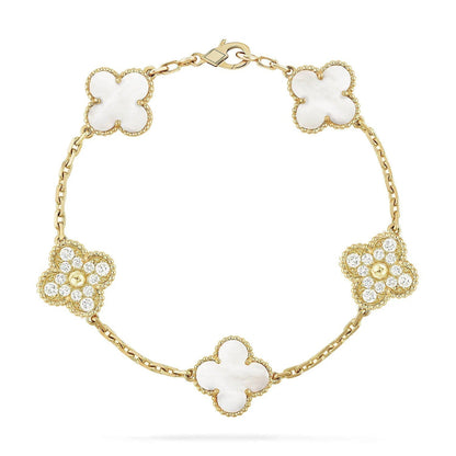[ECHO ]CLOVER WHITE PEARL MOP 5 MOTIF BRACELET COLLECTION