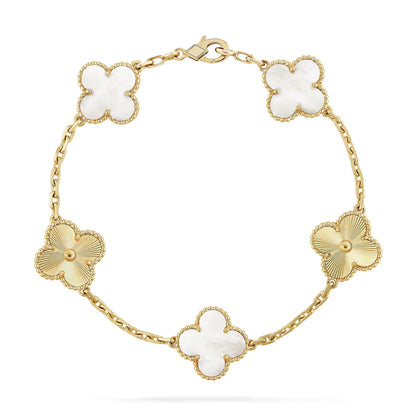 [ECHO ]CLOVER WHITE PEARL MOP 5 MOTIF BRACELET COLLECTION